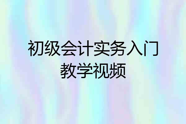 初级会计实务入门教学视频