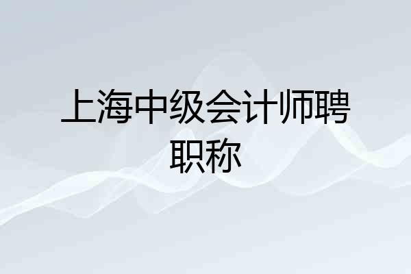 上海中级会计师聘职称
