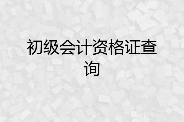 初级会计资格证查询
