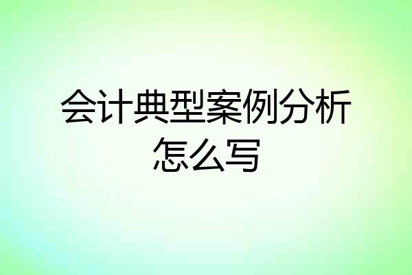 会计典型案例分析怎么写