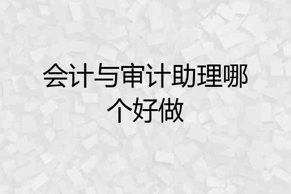 会计与审计助理哪个好做