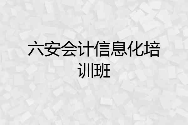 六安会计信息化培训班