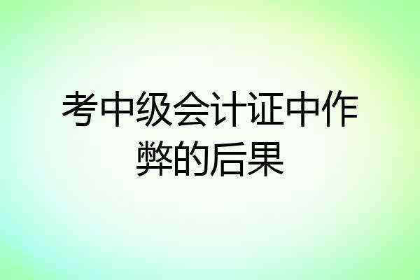 考中级会计证中作弊的后果