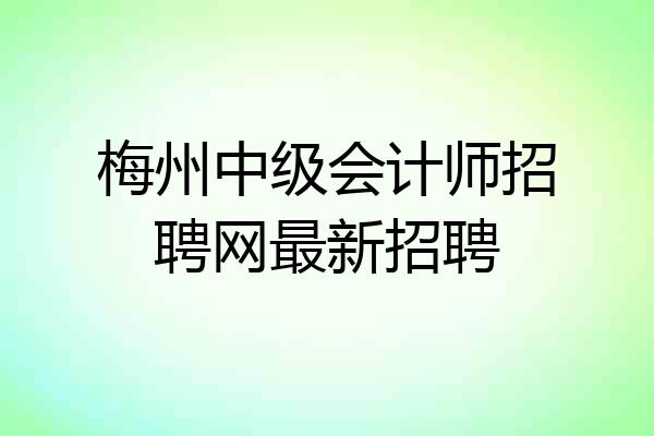 梅州中级会计师招聘网最新招聘