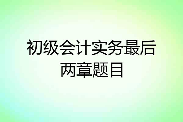 初级会计实务最后两章题目