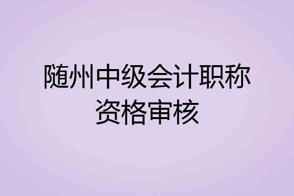随州中级会计职称资格审核
