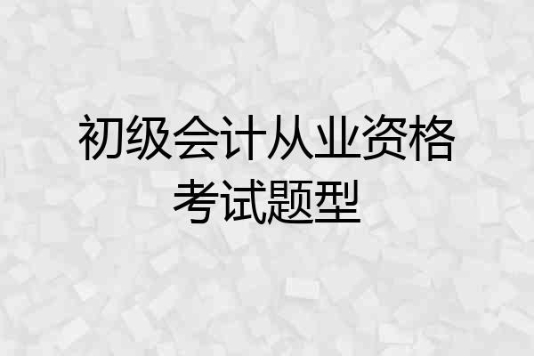 初级会计从业资格考试题型