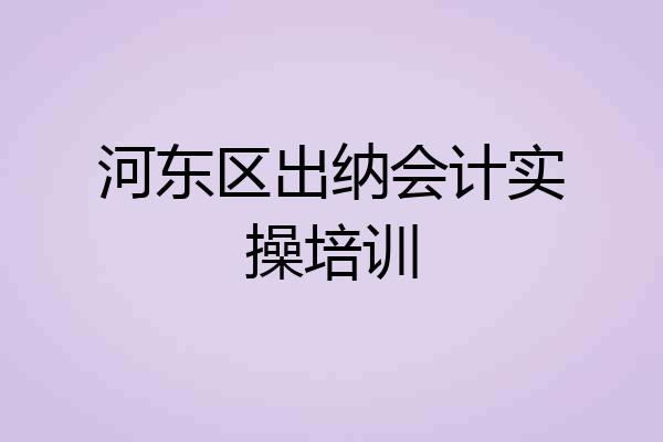 河东区出纳会计实操培训