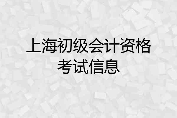 上海初级会计资格考试信息