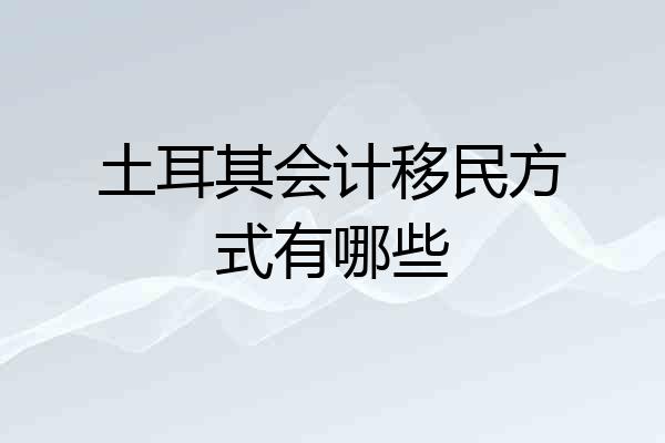 土耳其会计移民方式有哪些