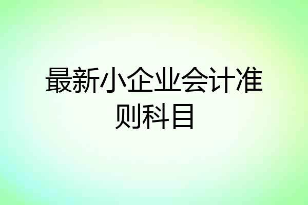 最新小企业会计准则科目