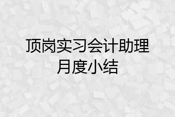 顶岗实习会计助理月度小结