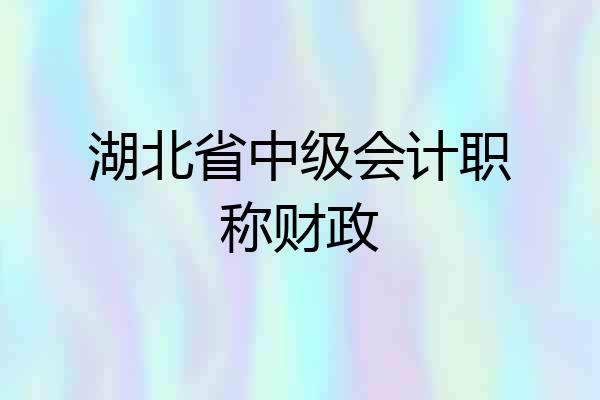 湖北省中级会计职称财政