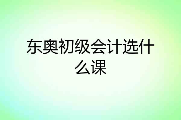 东奥初级会计选什么课