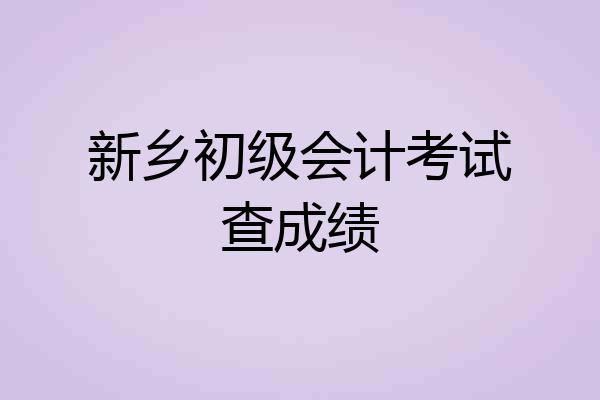 新乡初级会计考试查成绩