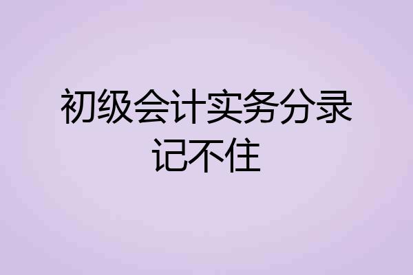 初级会计实务分录记不住