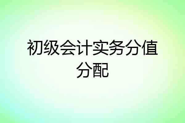 初级会计实务分值分配