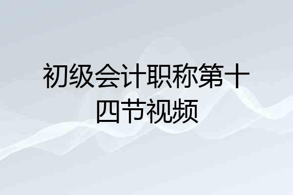 初级会计职称第十四节视频