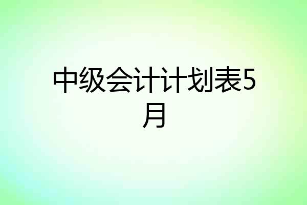 中级会计计划表5月
