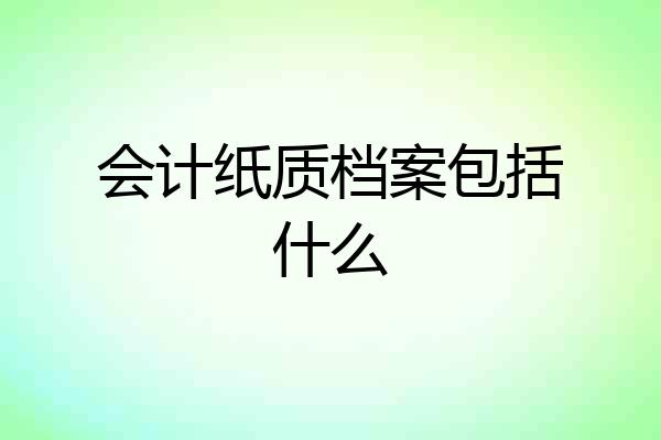 会计纸质档案包括什么