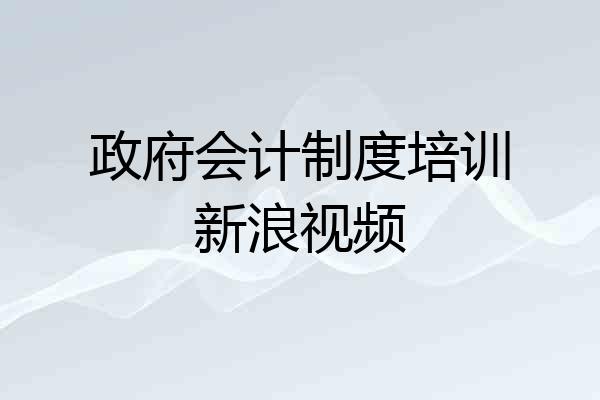 政府会计制度培训新浪视频