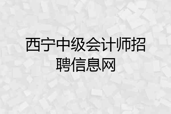 西宁中级会计师招聘信息网