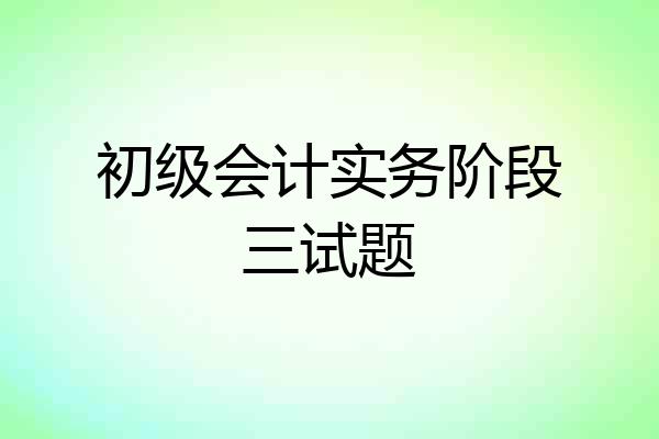 初级会计实务阶段三试题