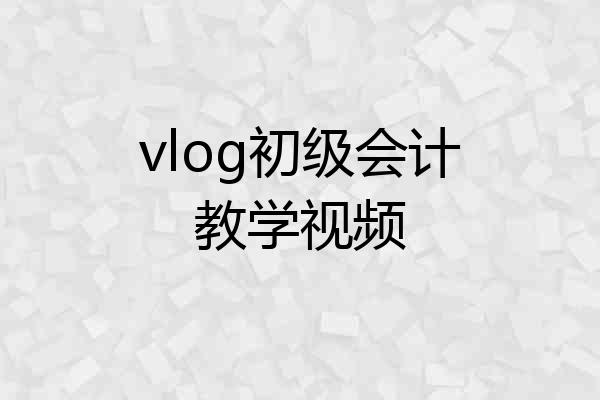 vlog初级会计教学视频