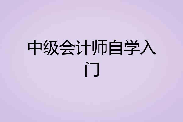 中级会计师自学入门