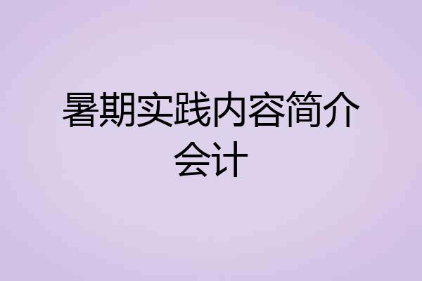 暑期实践内容简介会计