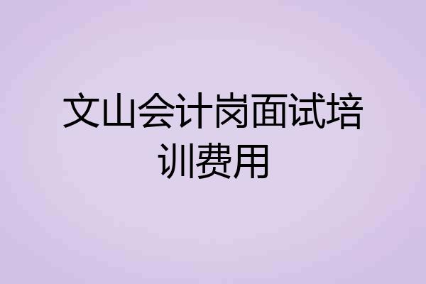 文山会计岗面试培训费用