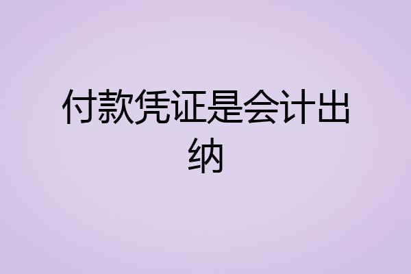 付款凭证是会计出纳