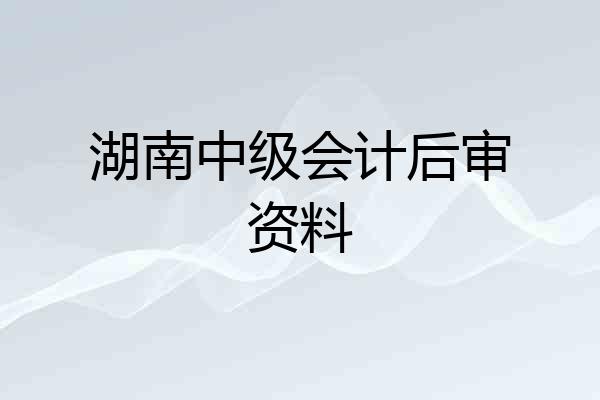 湖南中级会计后审资料
