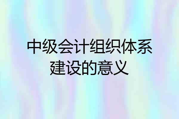 中级会计组织体系建设的意义