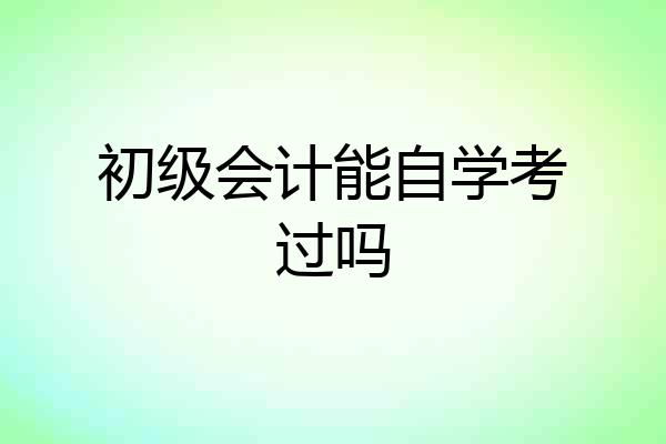 初级会计能自学考过吗