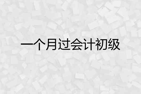一个月过会计初级