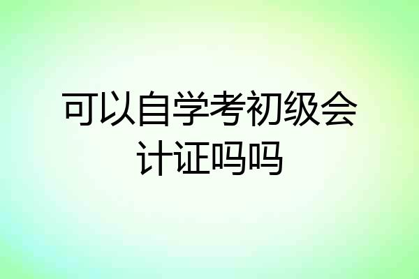 可以自学考初级会计证吗吗