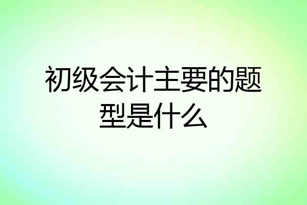 初级会计主要的题型是什么