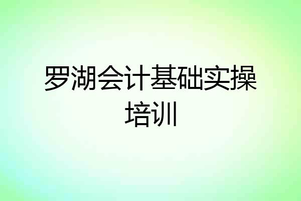 罗湖会计基础实操培训