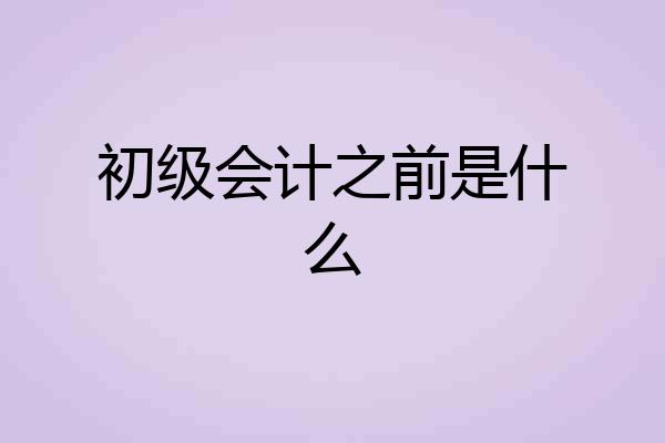 初级会计之前是什么