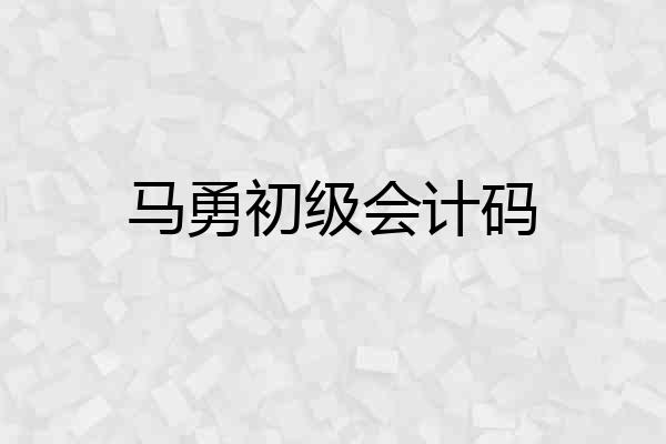 马勇初级会计码