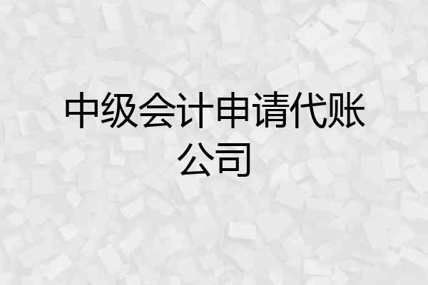 中级会计申请代账公司