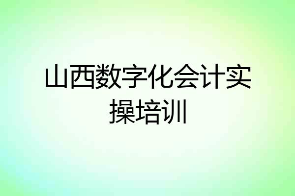 山西数字化会计实操培训