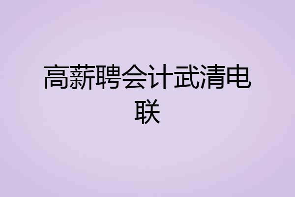 高薪聘会计武清电联