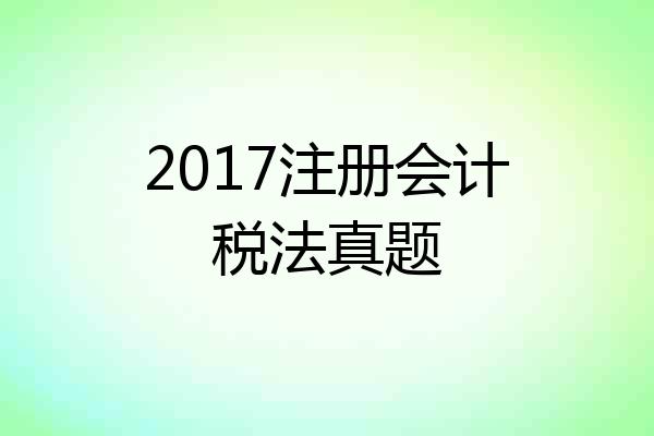 2017注册会计税法真题