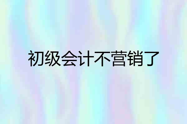 初级会计不营销了