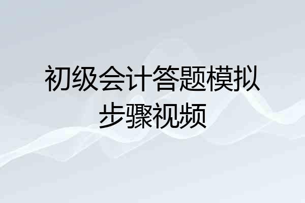 初级会计答题模拟步骤视频