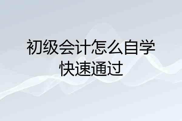初级会计怎么自学快速通过