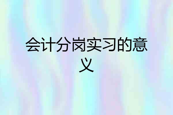 会计分岗实习的意义