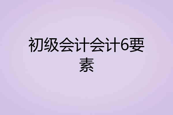 初级会计会计6要素